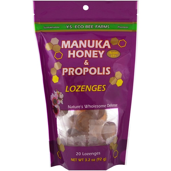 Y.S. Eco Bee Farms‏, Manuka Honey & Propolis Lozenges, 20 Lozenges, 3.2 oz (92 g)