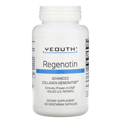 Yeouth Регенотин, усовершенствованный генератор коллагена, 120 вегетарианских капсул