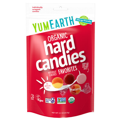 YumEarth, Caramelos duros orgánicos, frutas favoritas, 3.3 oz (93.6 g)
