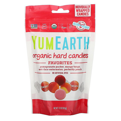 YumEarth Органические леденцы, любимые фрукты, 93,6 г (3,3 унции)