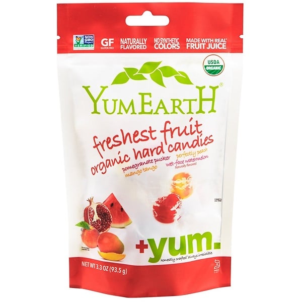 YumEarth, Органические леденцы, свежайшие фрукты, 3.3 унции (93.5 г)