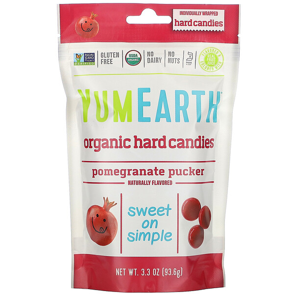 YumEarth‏, Organic Hard Candies, Pomegranate Pucker, 3.3 oz (93.6 g)