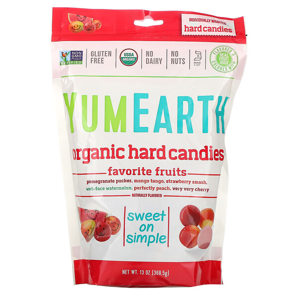 YumEarth, Органические леденцы, любимые фрукты, 368,5 г