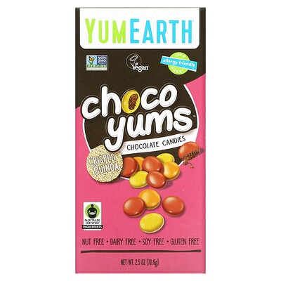 

YumEarth Choco Yums Chocolate Candies Crisped Quinoa 2.5 oz (70.9 g)