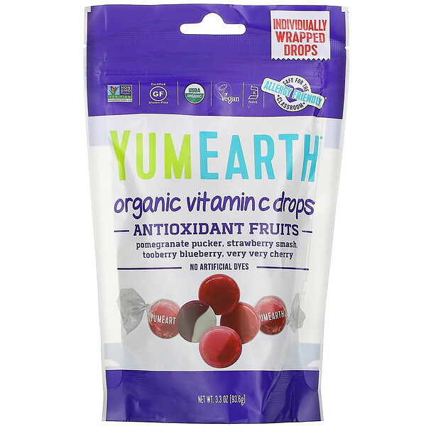 YumEarth, Органические леденцы с витамином С, Anti-Oxifruits, 93,6 г (3,3 унции)