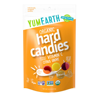 YumEarth, Caramelos duros orgánicos, Vitamina C, Citrus Grove, 93,6 g (3,3 oz)