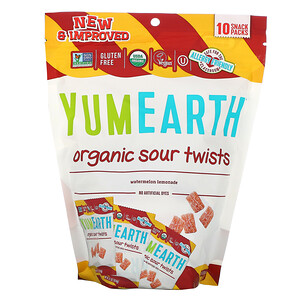 Отзывы о Ям Ерт, Organic Sour Twists, Watermelon Lemonade, 10 Snack Packs, 0.7 oz (19.8 g) Each
