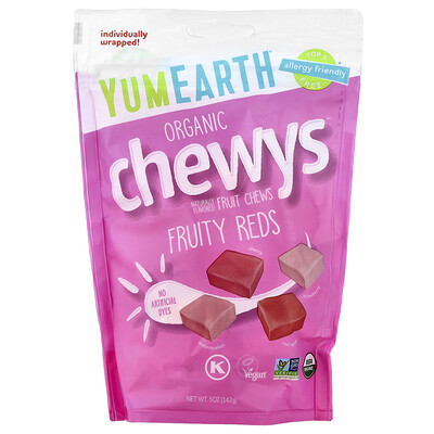 YumEarth, Chewys™ orgánicos, Frutas rojas, 142 g (5 oz)