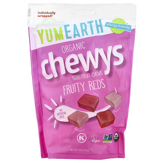 YumEarth, Organic Chewys™, Kırmızı Meyveler, 142 g (5 ons)