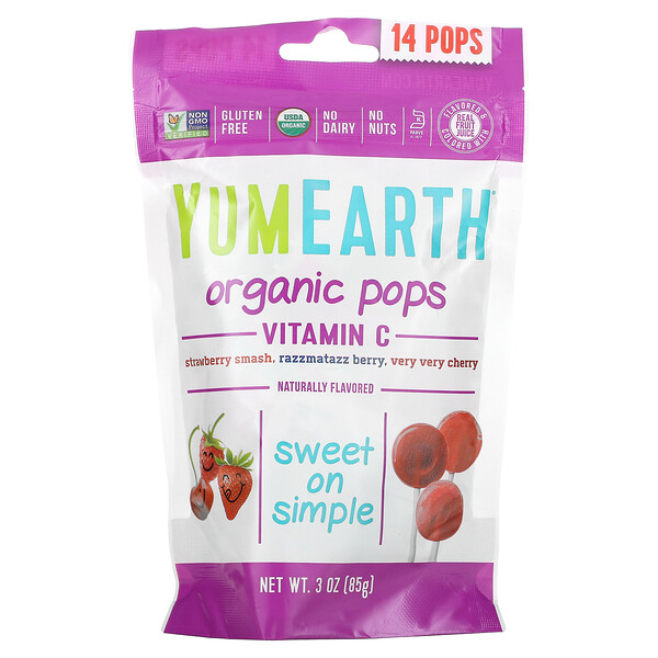 YumEarth‏, Organic Vitamin C Pops, 14 Pops, 3.1 oz (87 g)