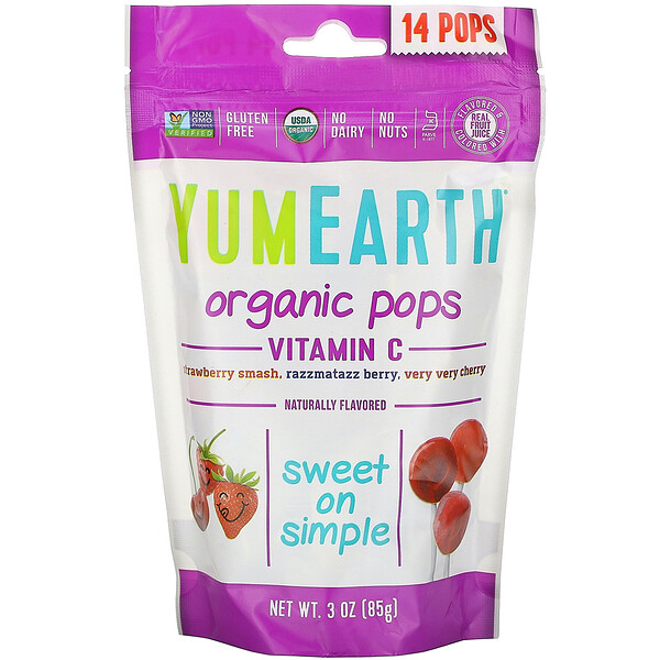 YumEarth, Органические леденцы с витамином C, 14 леденцов, 85 г (3 унции)