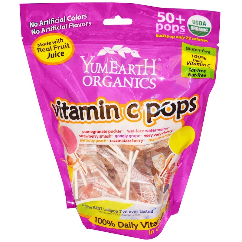 YumEarth, Organics, Vitamin C Pops, Assorted Flavors, 12.3 oz (349 g