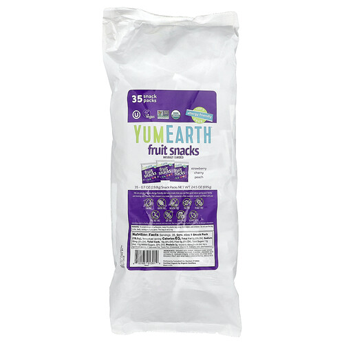 YumEarth, Fruit Snacks, Variety, 35 Snack Packs, 0.7 oz (19.8 g) Each