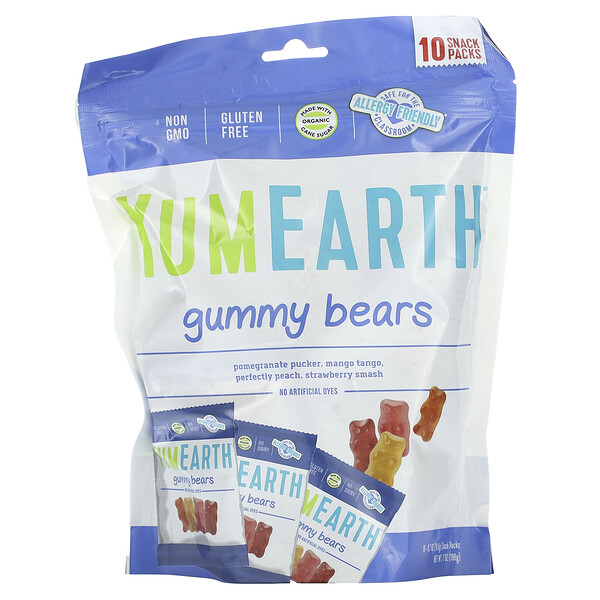 YumEarth, 구미베어 젤리, 여러 가지 맛, 스낵팩 10개, 각 19.8g(0.7oz)
