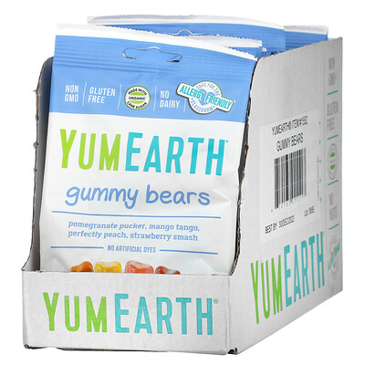 Купить YumEarth Жевательные мишки, разные вкусы, 12 упаковок, 71 г (2, 5 унции) каждая