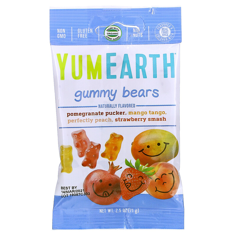 YumEarth, Gummy Bears, Assorted Flavors, 12 Packs, 2.5 oz (71 g) Each ...