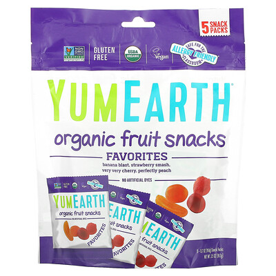 

YumEarth Organic Fruit Snacks Favorites 5 Packs 0.7 oz (19.8 g) Each