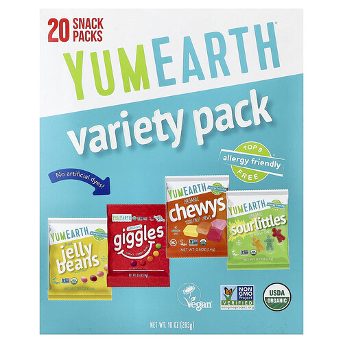 Yumearth Variety Pack, 20 Snack Packs, 0.5 oz (14 g) Each