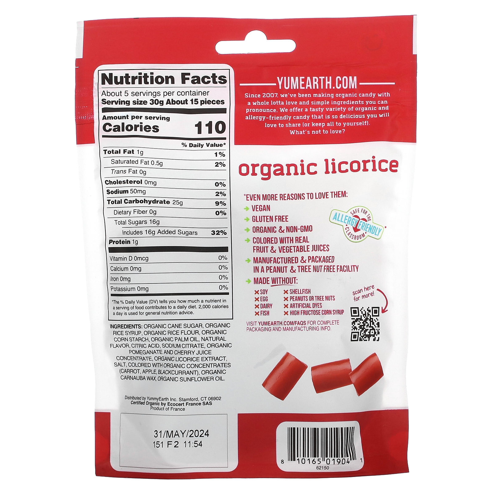 YumEarth, Organic Licorice, Pomegranate, 5 oz (142 g)