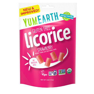 YumEarth, Réglisse sans gluten, Fraise, 142 g