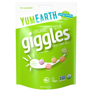 YumEarth, Organic Giggles®, bocconcini di caramelle gommose, aspro, 142 g