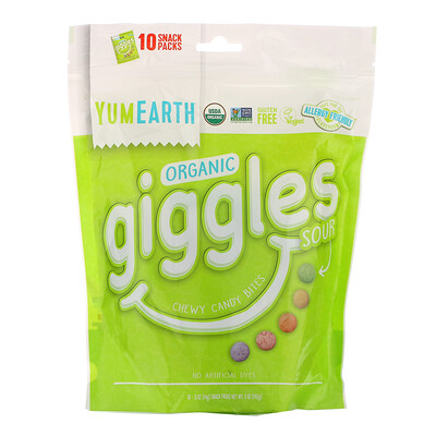 YumEarth Organic Giggles Sour, 10 Snack Packs, .5 oz (14 g) Each