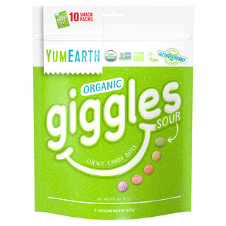 YumEarth, Biologique, Aigre, 10 sachets d'en-cas, 14 g chacun