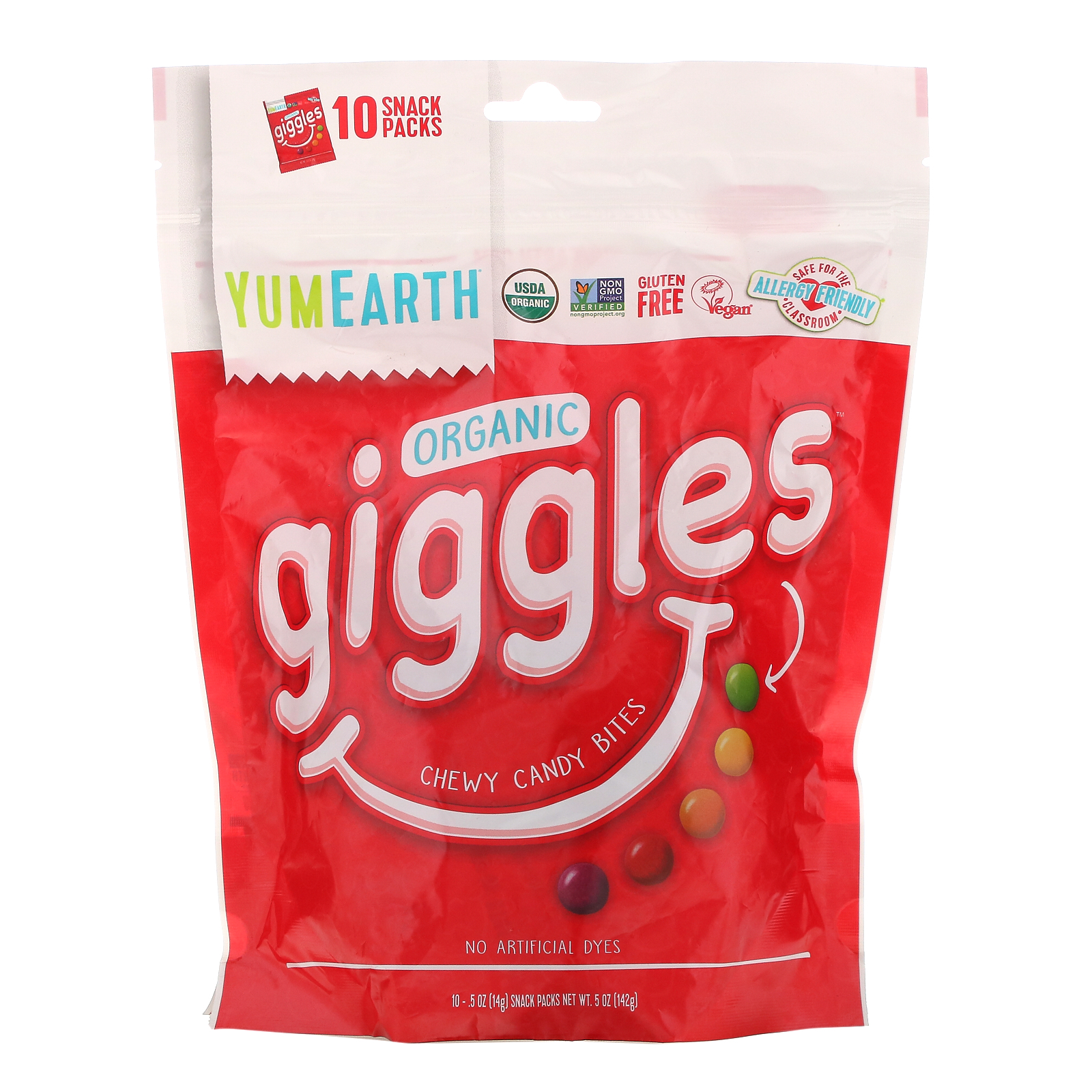 YumEarth, Organic Giggles, 10 Snack Packs, .5 oz (14 g ...