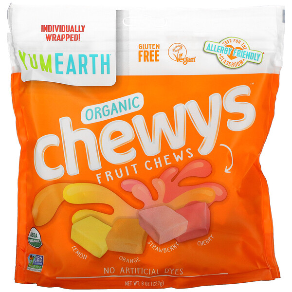 YumEarth‏, Organic Chewys, Lemon, Orange, Strawberry, Cherry, 8 oz (227 g)