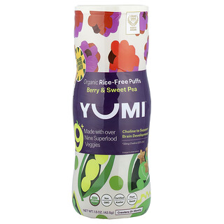 Yumi, Bocadillos inflados orgánicos sin arroz, 8 meses en adelante, Bayas y guisantes de olor, 42,5 g (1,5 oz)