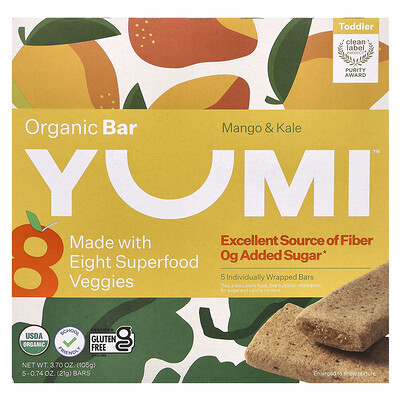 Yumi  Organic Bar  Toddler  Mango & Kale  5 Bars  0.74 oz (21 g) Each