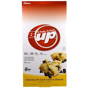 Купить YUP, B Up протеиновый батончик, тесто для печенья с кусочками шоколада и , 12 батончиков , 2.2 унции(62 г) каждый  на IHerb
