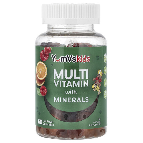 YumVs, Multi Vitamin with Minerals Gummies, Fruchtgummis mit Multivitaminen und Mineralien, Frucht, 60 Fruchtgummis