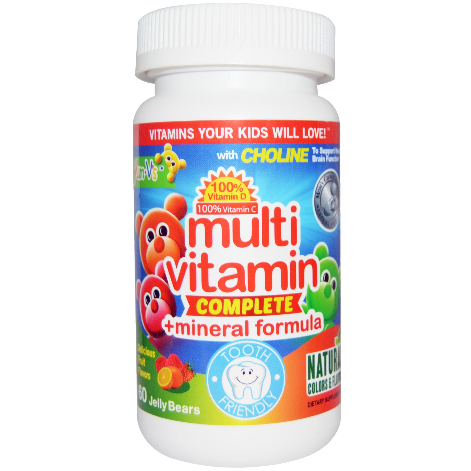 Yum-V's, Поливитаминная и минеральная формула, фруктовый вкус, 60 мармеладных мишек