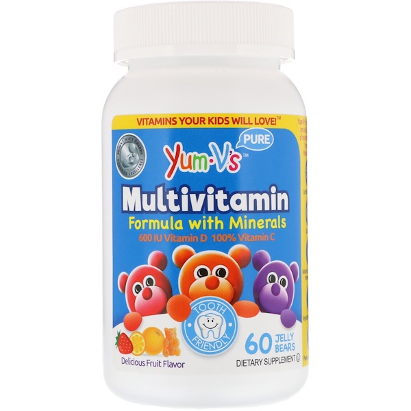 YumV's, Мультивитамины и минералы, вкусный фруктовый вкус, 60 мармеладные медвежата