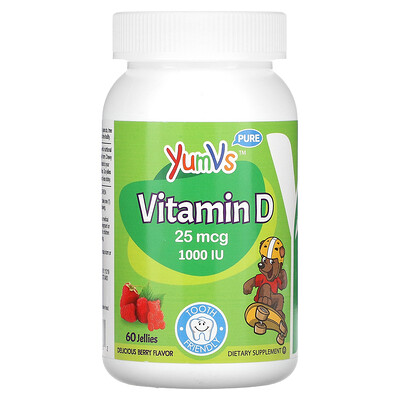 

YumV's Витамин D, со вкусом малины, 1000 МЕ, 60 желейных мишек
