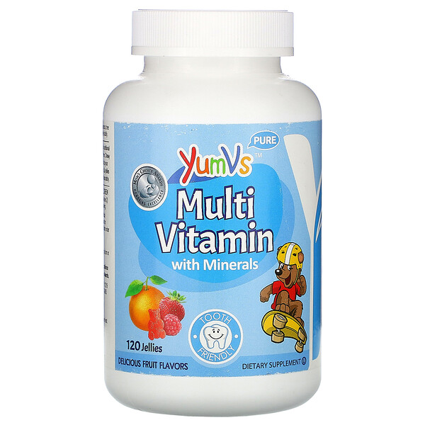YumV's‏, מולטי-ויטמין עם מינרלים, בטעמי פירות טעימים, 120 סוכריות ג'לי