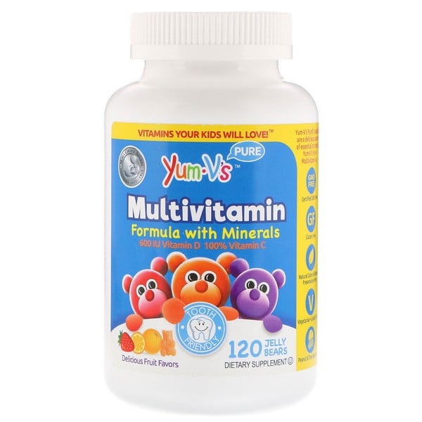 YumV's, Мультивитаминная формула с минералами, привлекательные фруктовые вкусы, 120 желейных мишек