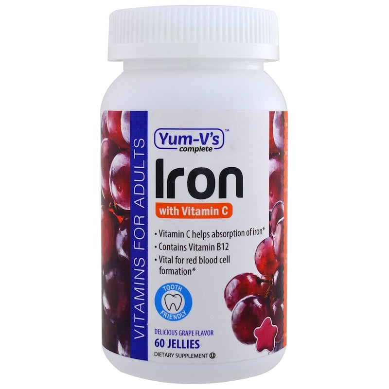 yum-v's iron with vitamin c grape flavor 60 jellies