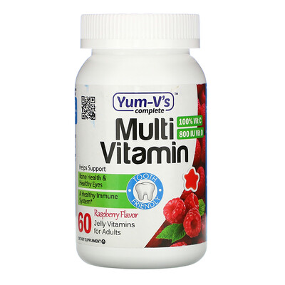 YumV's Multi Vitamin for Adults, Raspberry Flavor, 60 Jelly Vitamins