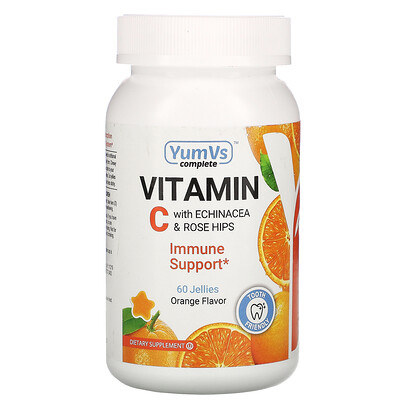 YumV's Витамин C с эхинацеей и плодами шиповника, вкус апельсина, 60 желейных конфет