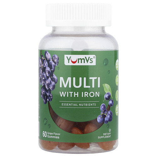 Yumvs Multi with Iron Gummies, Grape, 60 Gummies