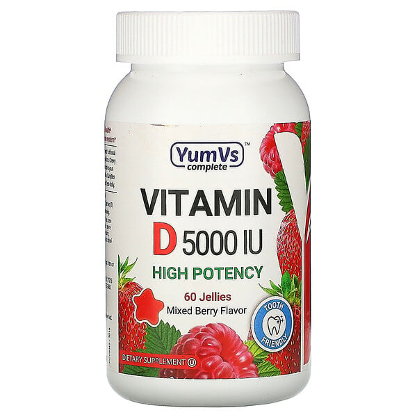 Vitamin D, Mixed Berry Flavor, 5,000 IU, 60 Jellies