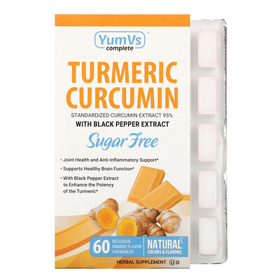 YumV's Turmeric Curcumin, Orange Falvor, 60 Chewables