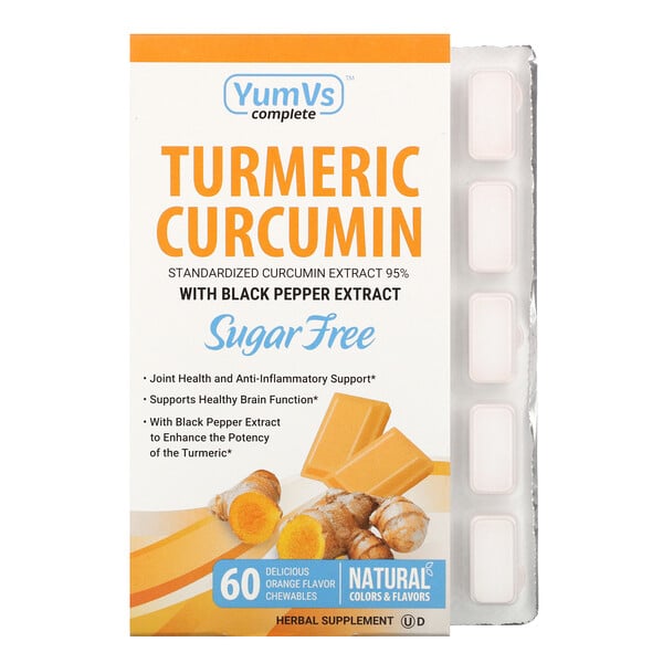 YumV's, Turmeric Curcumin with Black Pepper Extract, Delicious Orange