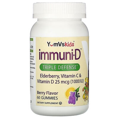 YumV's Sambucus Elderberry with Vitamin C & D (Immuni-D), 60 Chewables