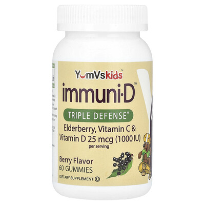 YumVs  Kid's Immuni-D™  Elderberry  Vitamin C & Vitamin D  Berry  60 Gummies