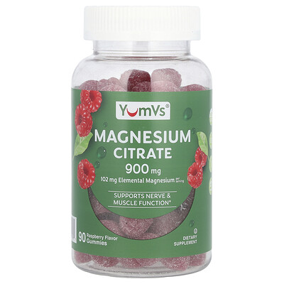 YumVs  Magnesium Citrate  Raspberry  900 mg  90 Gummies (300 mg Per Gummy)