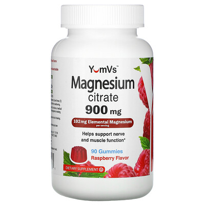 YumV's Magnesium Citrate, Raspberry , 900 mg, 90 Gummies
