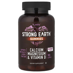 Жувальні таблетки Strong Earth™, кальцій, магній і вітамін D, малина, 90 жувальних мармеладок